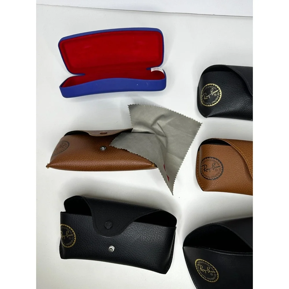 Ray Ban Sunglass Case Lot 6 Brown Black Belt Loop Polishing  Faux Leather